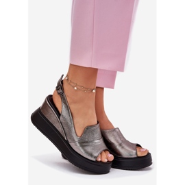 Naisten nahkaiset sandaalit muinaiselle Artikerille 54c0402 grafiitti hopea 1