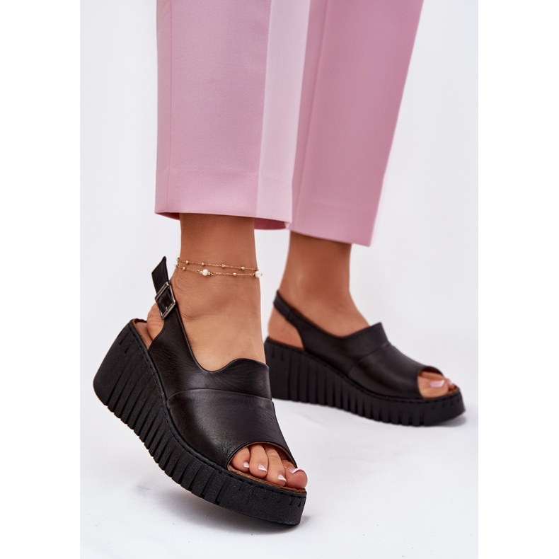 ARTIKER Naisten sandaalit, jotka on valmistettu luonnollisesta nahasta Wedge Artker 54c0791 mustalla 2