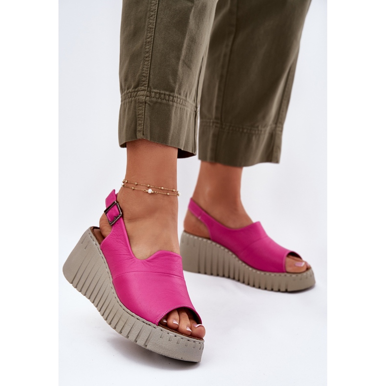 ARTIKER Naisten sandaalit, jotka on valmistettu luonnollisesta nahasta kiilalle Artker 54C0789 Fuksia vaaleanpunainen 2