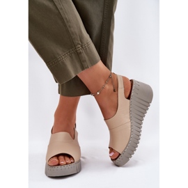 ARTIKER Naisten sandaalit, jotka on valmistettu luonnollisesta nahasta Wedge Artker 56c0957 beige 3