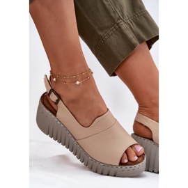 ARTIKER Naisten sandaalit, jotka on valmistettu luonnollisesta nahasta Wedge Artker 56c0957 beige 8