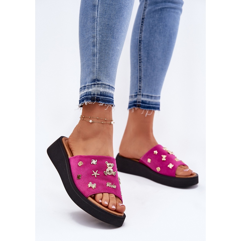 Naisten mokkanahkaiset flops Vinceza 66741 Fuksja vaaleanpunainen 2