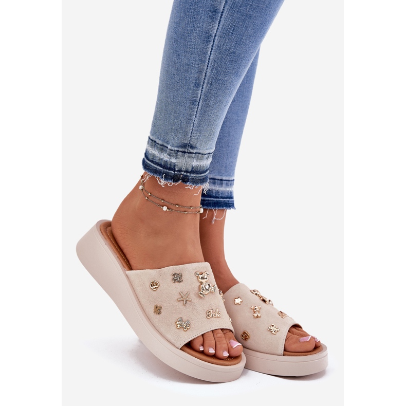 Naisten mokkanahkaiset flops Vinceza 66741 beige 1