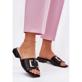 Vinceza Tyylikkät naisten tossut lohkolla, jossa on kultainen yksityiskohta Vincez 62229 Black musta 2