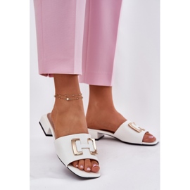 Vinceza Tyylikkät naisten tossut lohkolla, jossa on kultainen yksityiskohta Vincez 62229 White valkoinen 2