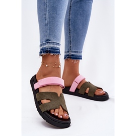 Naisten flip flops Vinceza 17401 Pink-Pink Velcro vihreä 2