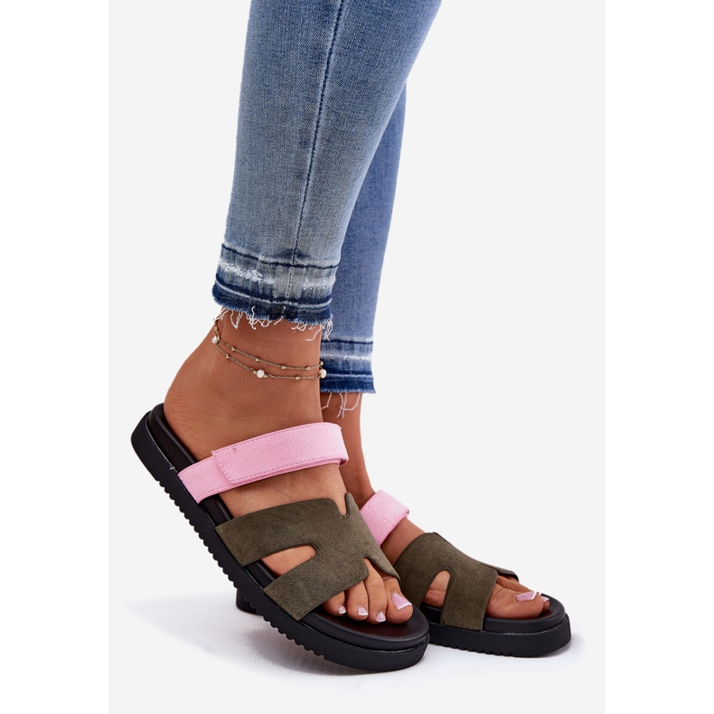 Naisten flip flops Vinceza 17401 Pink-Pink Velcro vihreä 1