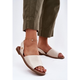 EVento Naisten litteät sandaalit ekologinen nahka beige 2