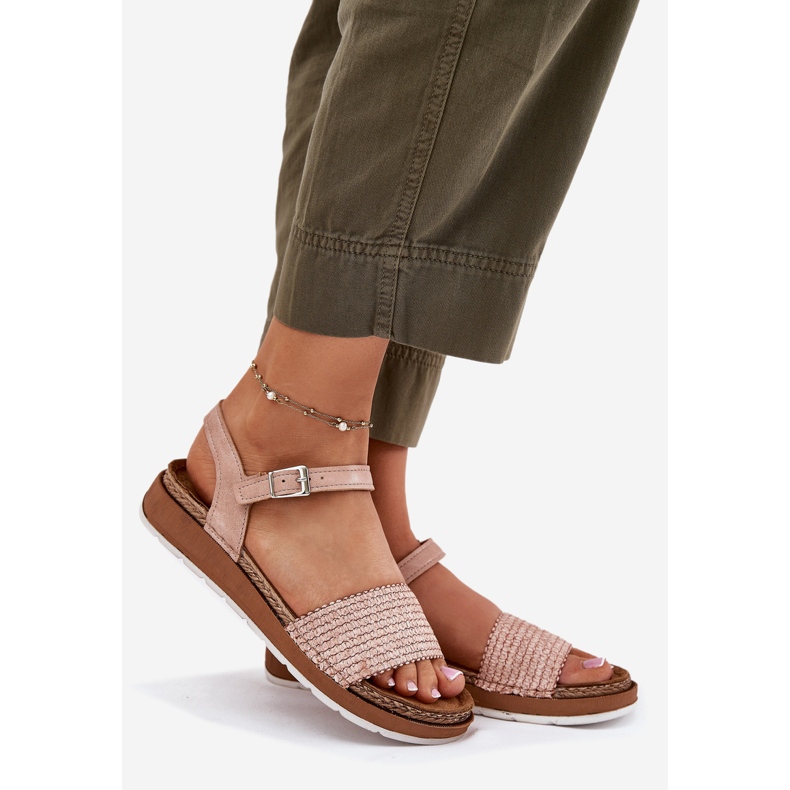 Naisten sandaalit, joissa on punottu INBLU GS000050 PINK -vyöhyke vaaleanpunainen 1