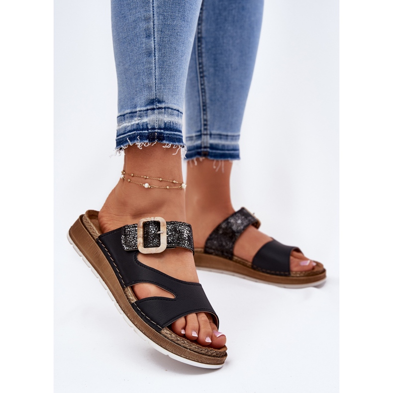 Kevyet naisten flip flops inblu GS000055 mustalla solkilla 2