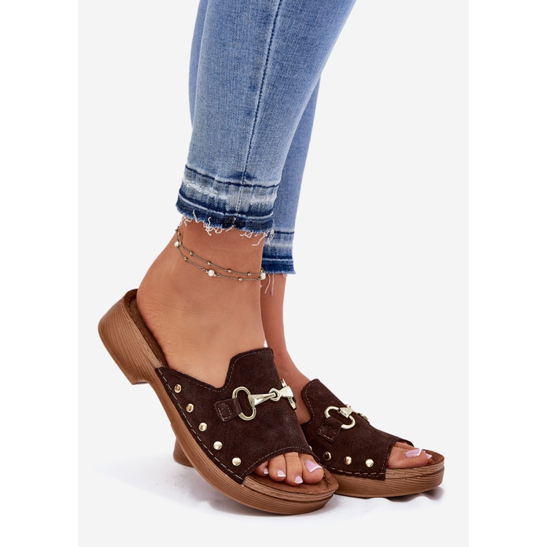 Naisten mokkanahkaiset tossut inblu tf0002k brown ruskea 1