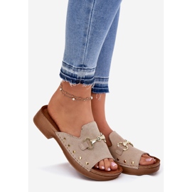 Naisten mokkanahkaiset tossut inblu tf0002k beige 1