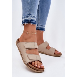 Naisten nahkatossut inblu AA0005G beige 2