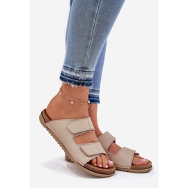 Naisten nahkatossut inblu AA0005G beige 1