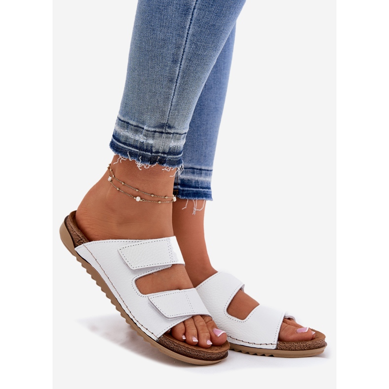 Naisten nahkatossut inblu AA0005Gu White valkoinen 1