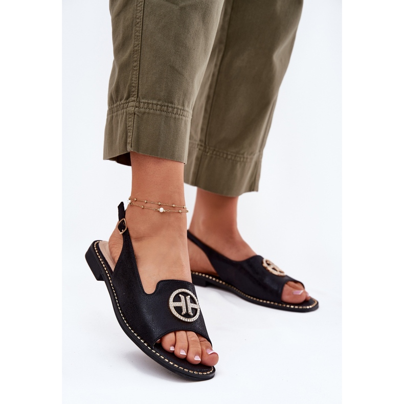 S.Barski Litteäkorkoiset naisten sandaalit koristeella S. Barski Kv51-002 Musta 2