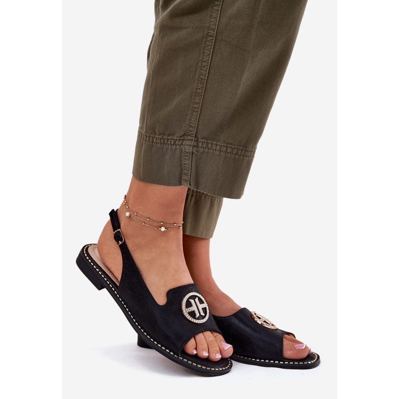 S.Barski Litteäkorkoiset naisten sandaalit koristeella S. Barski Kv51-002 Musta 1