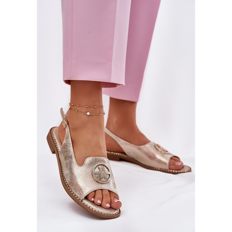 S.Barski Litteäkorkoiset naisten sandaalit koristeella S. Barski KV51-002 -kultaa kultainen 2