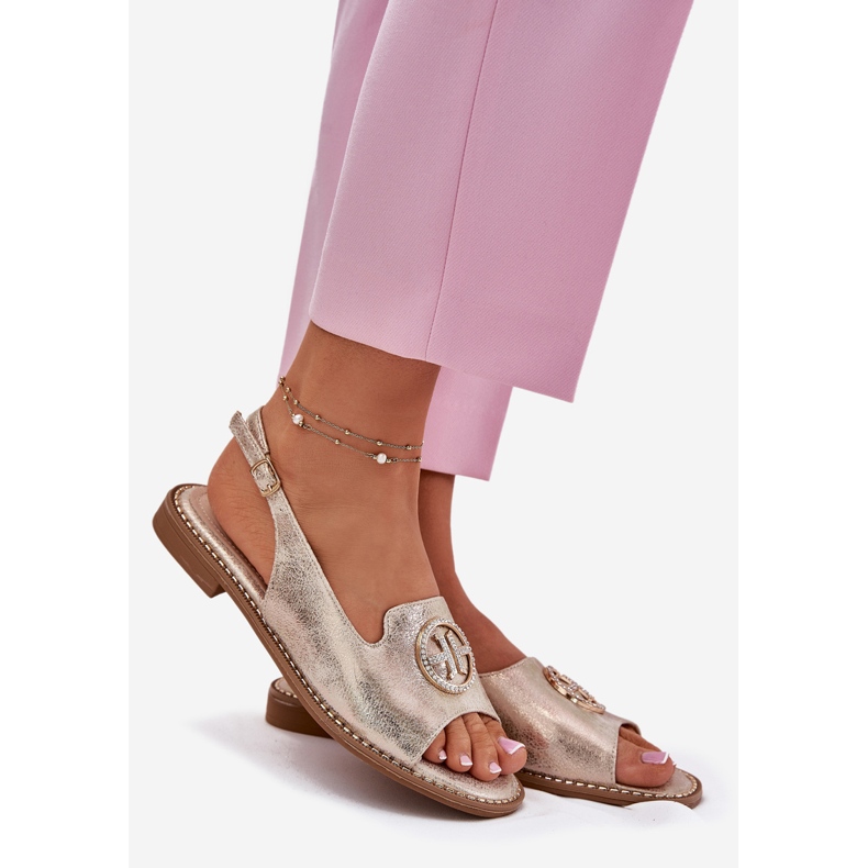 S.Barski Litteäkorkoiset naisten sandaalit koristeella S. Barski KV51-002 -kultaa kultainen 1