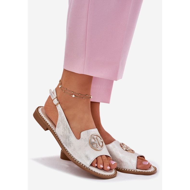 S.Barski Litteäkorkoiset naisten sandaalit, joissa on S. Barski Kv51-002 -hopea koriste 1