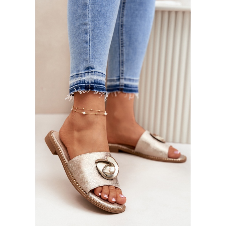 S.Barski Litteä kantaiset naisten flopsit koristeellisella KV51-007-zloty-yksityiskohdilla kultainen 2