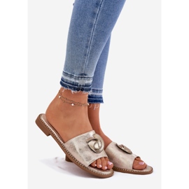 S.Barski Litteä kantaiset naisten flopsit koristeellisella KV51-007-zloty-yksityiskohdilla kultainen 1