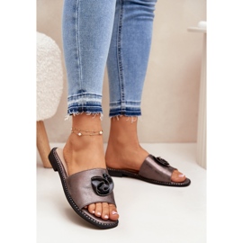 S.Barski Litteä kantaiset naisten flopsit koristeellisilla KV51-007-grafiittikohdilla hopea 2