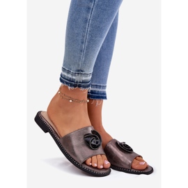 S.Barski Litteä kantaiset naisten flopsit koristeellisilla KV51-007-grafiittikohdilla hopea 1