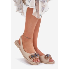 S.Barski Litteät naisten sandaalit kiteillä S. Barski Kv51-079 beige 1