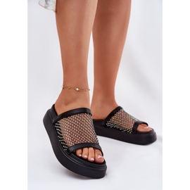 S.Barski Sisustetut naisten flip flops lavalla Mesh S. Barski My51-016 Black musta 2