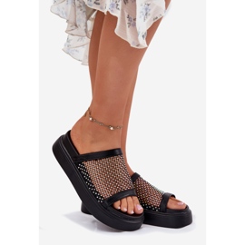 S.Barski Sisustetut naisten flip flops lavalla Mesh S. Barski My51-016 Black musta 1