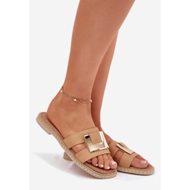 Naisten litteät flopsit koristeellisella yksityiskohdilla Artiker 56c1335 beige 1