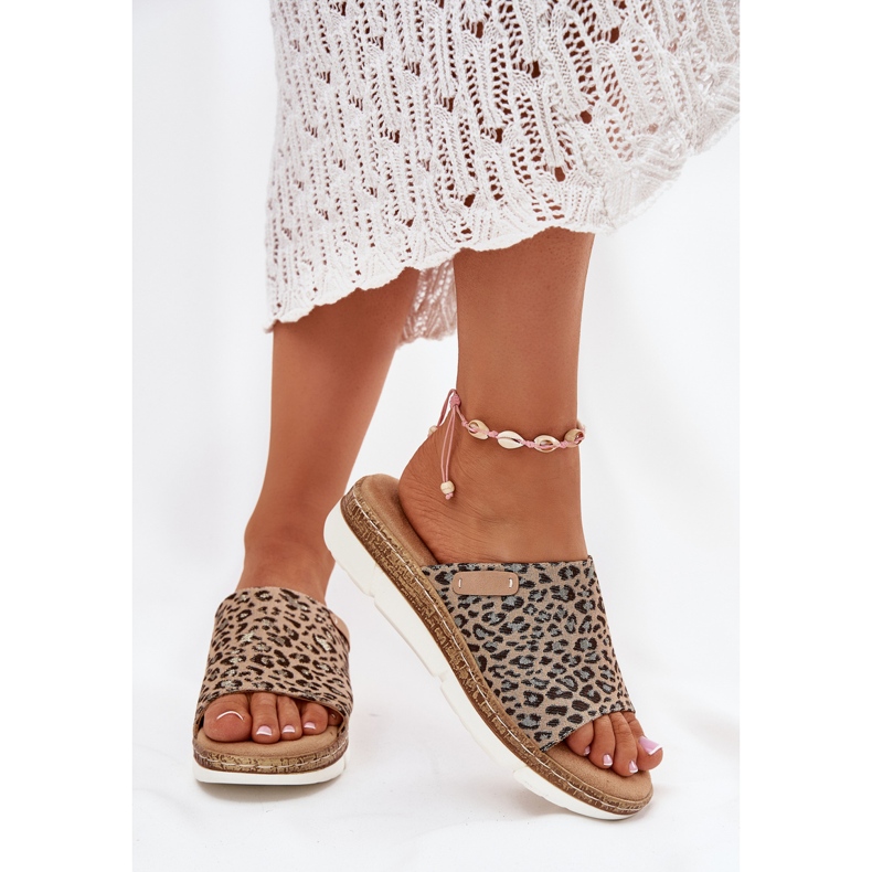 Naisten flip flops leopardi ruskea 2