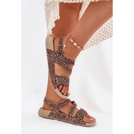 Naisten nahka sandaalit Zazoo K1004 Leopard Print ruskea 6