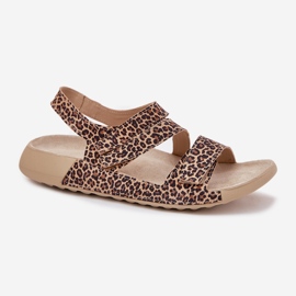 Naisten nahka sandaalit Zazoo K1004 Leopard Print ruskea 4