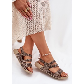 Naisten nahka sandaalit Zazoo K1004 Leopard Print ruskea 7