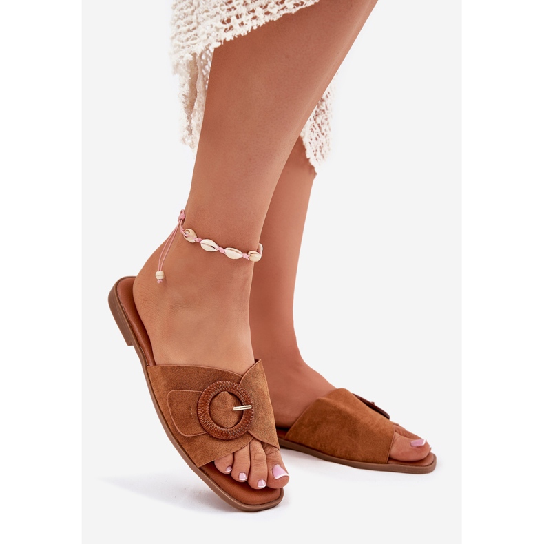 Litteät naisten flopsit kamelisoljella ruskea 1