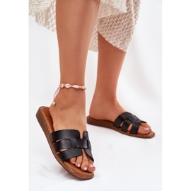 Naisten tossut, joissa on ekologinen nahkainen nahka musta 2