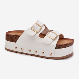 Naisten flip flops soljella massiivisella alustalla valkoinen 1