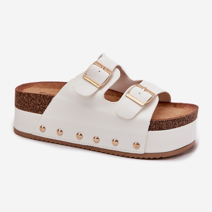 Naisten flip flops soljella massiivisella alustalla valkoinen 1