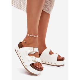 Naisten flip flops soljella massiivisella alustalla valkoinen 2