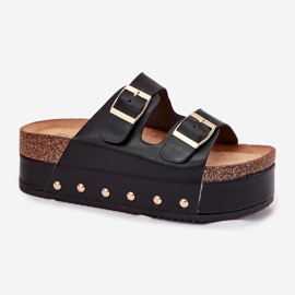 Naisten flip flops soljella massiivisella alustalla musta 1