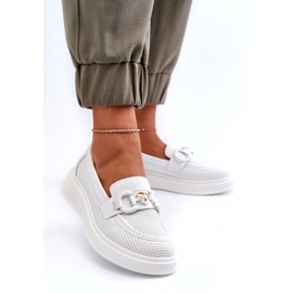 S.Barski Naisten nahkaiset leipät Platara Białe S. Barski LR720: lla koristeella valkoinen 3