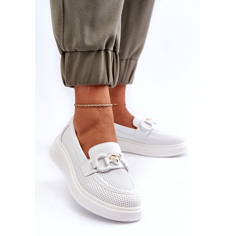 S.Barski Naisten nahkaiset leipät Platara Białe S. Barski LR720: lla koristeella valkoinen 3