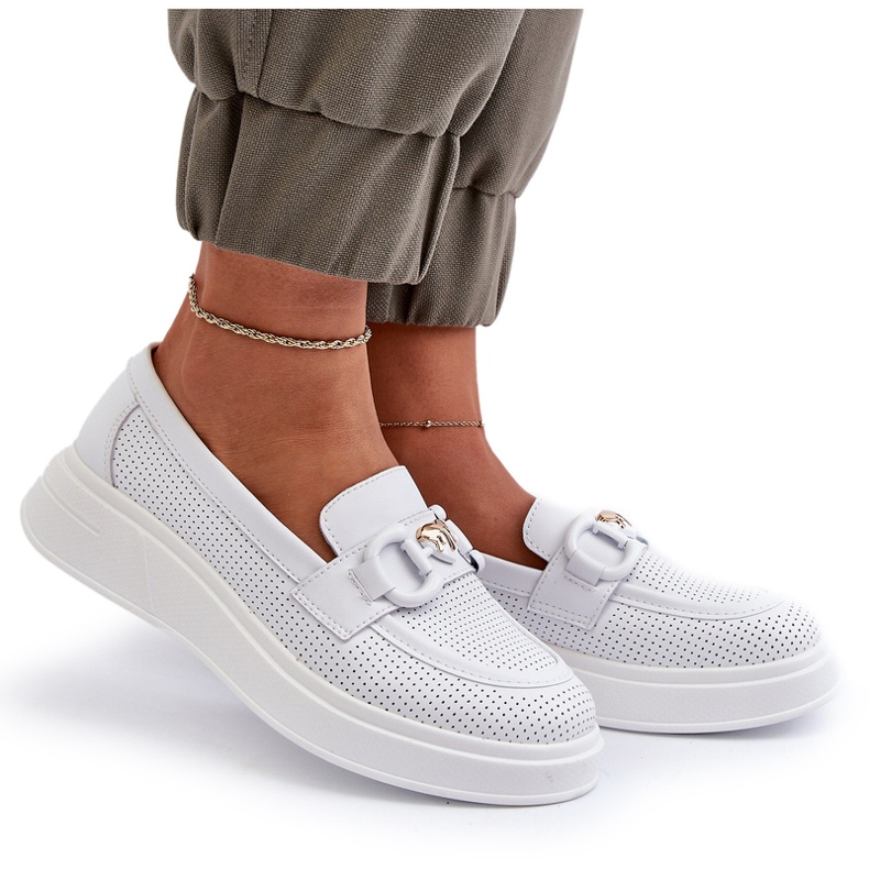 S.Barski Naisten nahkaiset leipät Platara Białe S. Barski LR720: lla koristeella valkoinen 4