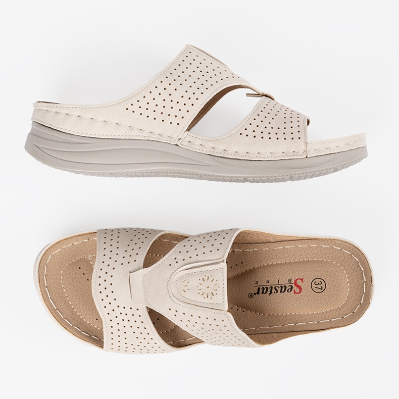 Seastar Kevyt -beige mukava leikattu -out -flip flops 2