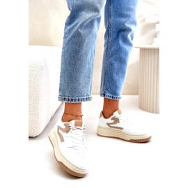 Naisten Eco-nahkaiset tennarit valkoisella ja beigellä Henizorella valkoinen 2