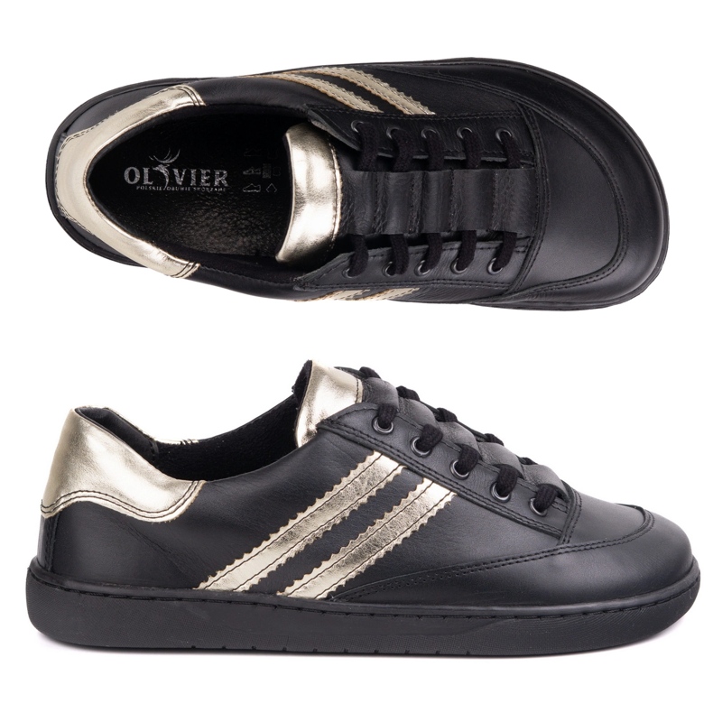 Sneakers paljain jaloin naisten Kaia Olivier - mustat nahkakengät 1