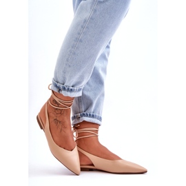 Naisten ekologinen osa sidottu alaston balleriinit beige 3