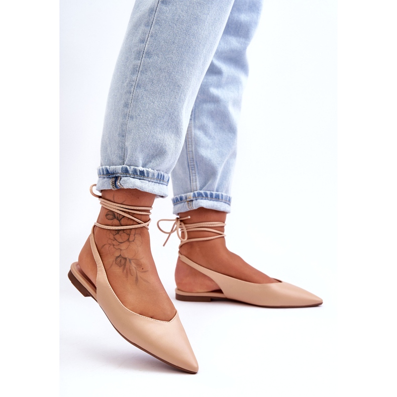 Naisten ekologinen osa sidottu alaston balleriinit beige 1